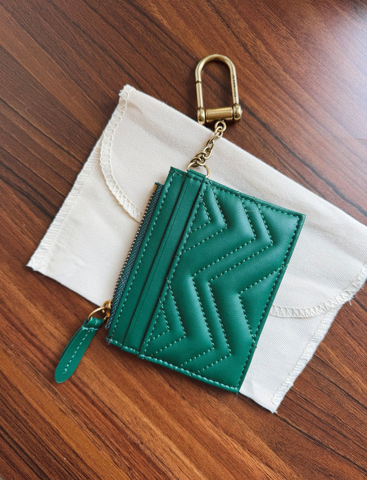 Green GG Chevron Card Holder