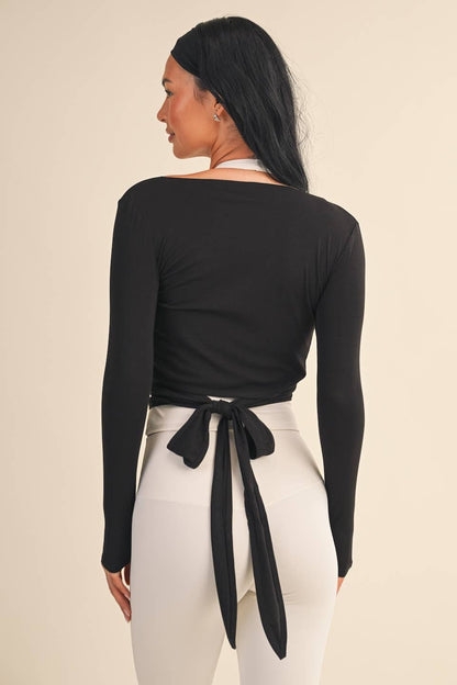 Long Sleeve V Neck Wrap Top