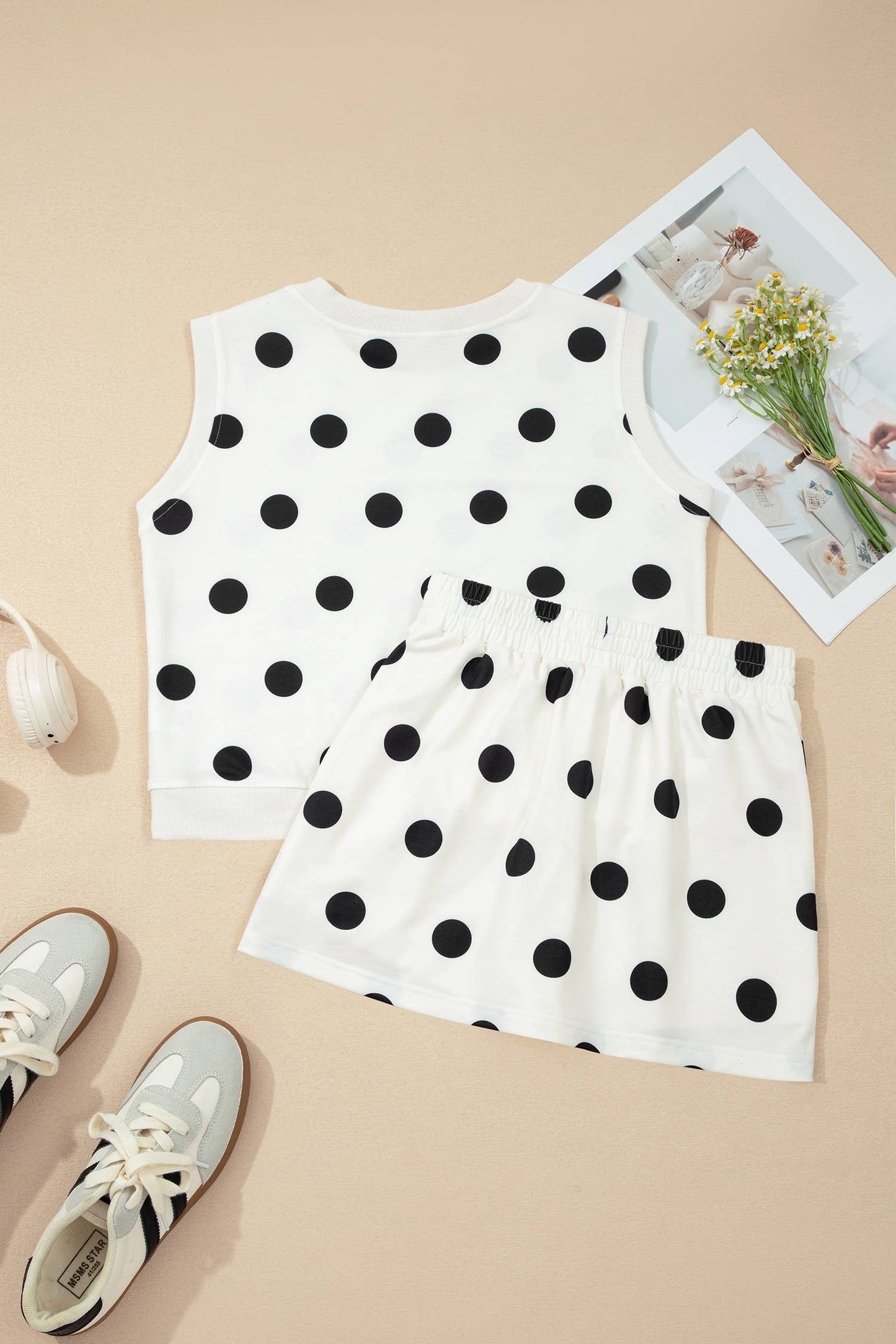 Polka Dot Tank Split Mini Skort Set
