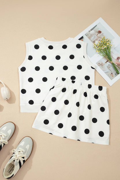 Polka Dot Tank Split Mini Skort Set