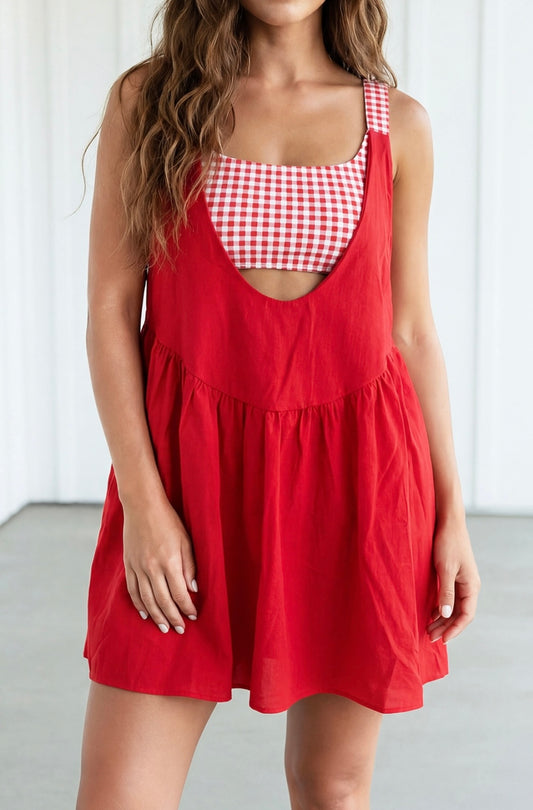 PREORDER- Red Checkered Romper