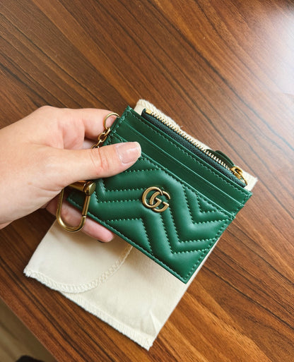 Green GG Chevron Card Holder