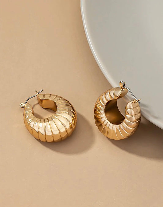 Gold Chunky Textured Hoops