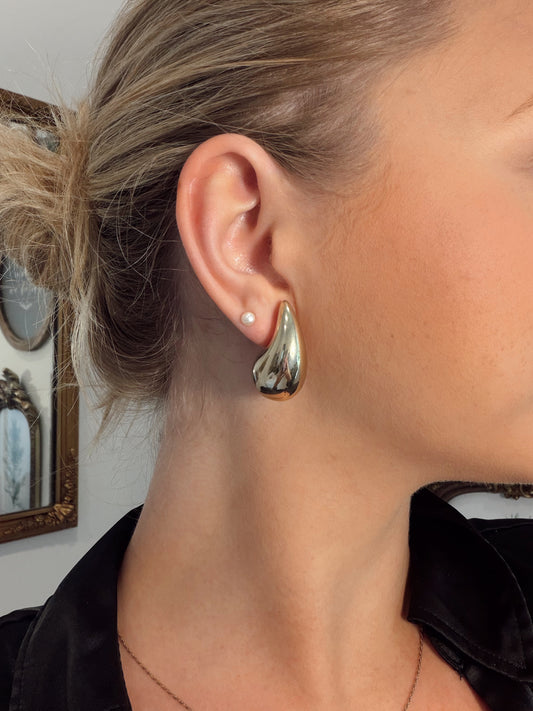 Gold Large Teardrop Earrings