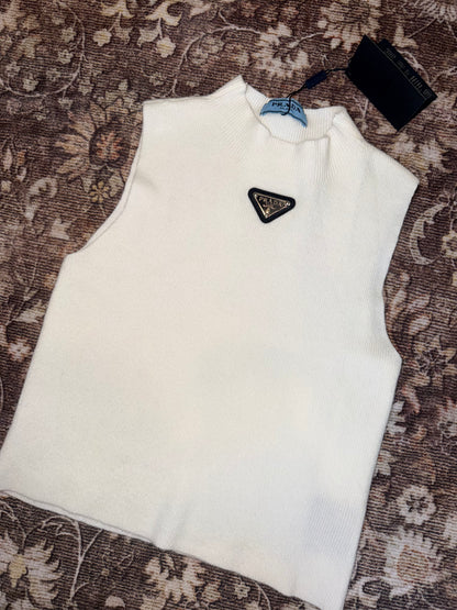 White Sweater Vest Top
