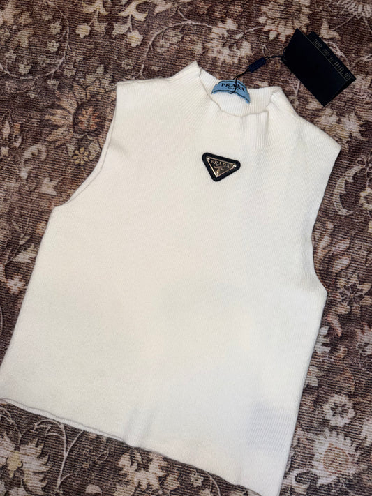 White Sweater Vest Top