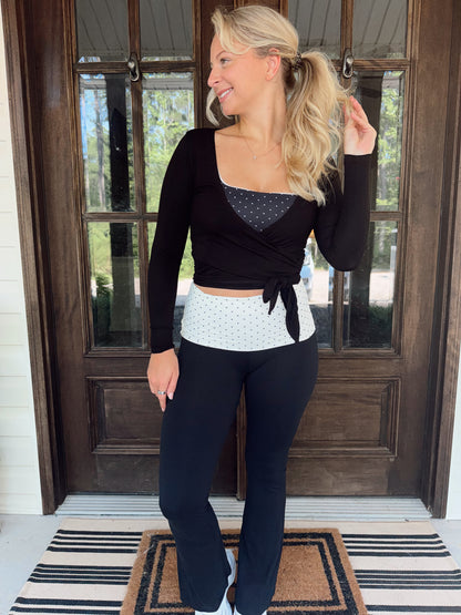 Long Sleeve V Neck Wrap Top