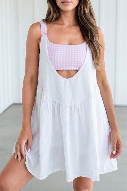 PREORDER- White and Pink Checkered Romper